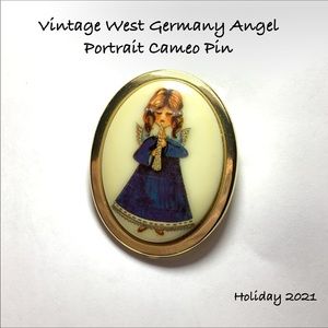 🆕Vintage West Germany Angel Portrait Cameo Pin